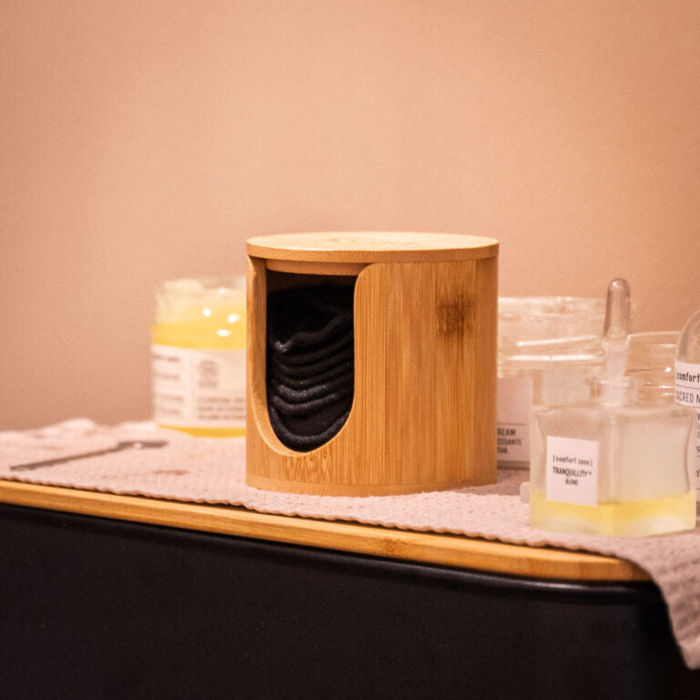 14 Wasbare wattenschijfjes zwart met houder