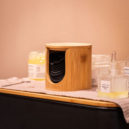 14 Wasbare wattenschijfjes zwart met houder