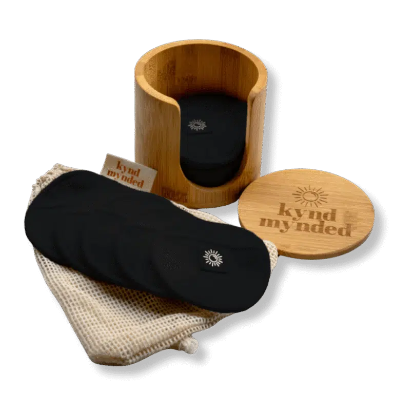 14 Wasbare wattenschijfjes zwart met houder